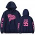 BLACKPINK 2D Pattern Printed Hoodie Leisure Pullover Top for Man and Woman Navy 3XL