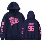 BLACKPINK 2D Pattern Printed Hoodie Leisure Pullover Top for Man and Woman Navy 2 4XL