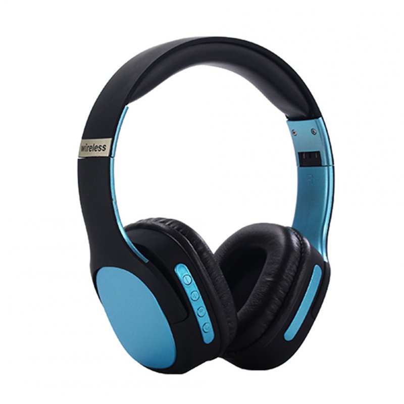 BT5.0 Headset Head-mounted Sports Foldable Multicolor Wireless Headset Phone Headset blue