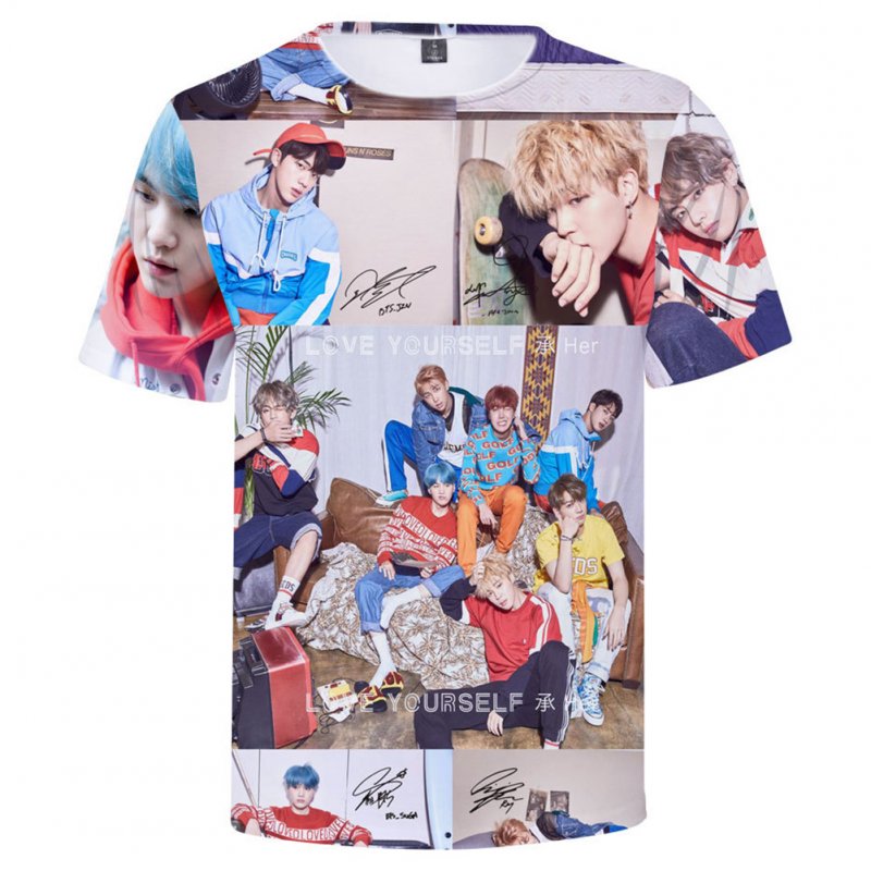 BTS 3D Digital Printed Shirt Loose Casual Leisure Short Sleeves Top for Man 3Dd_XL