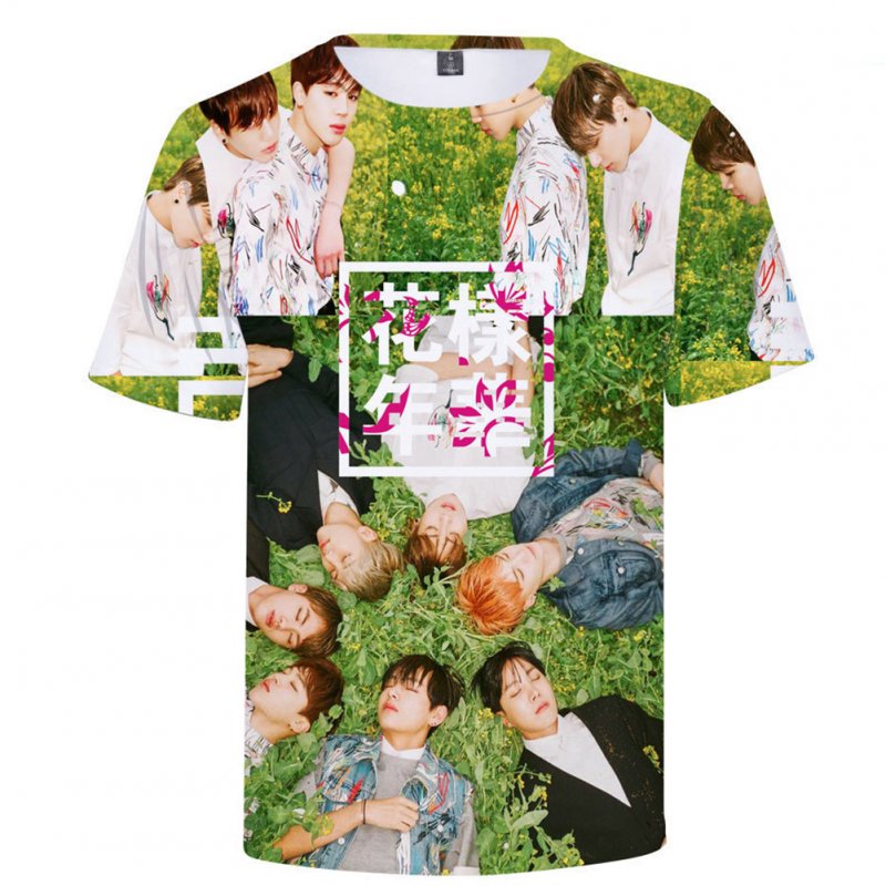 BTS 3D Digital Printed Shirt Loose Casual Leisure Short Sleeves Top for Man 3De_S