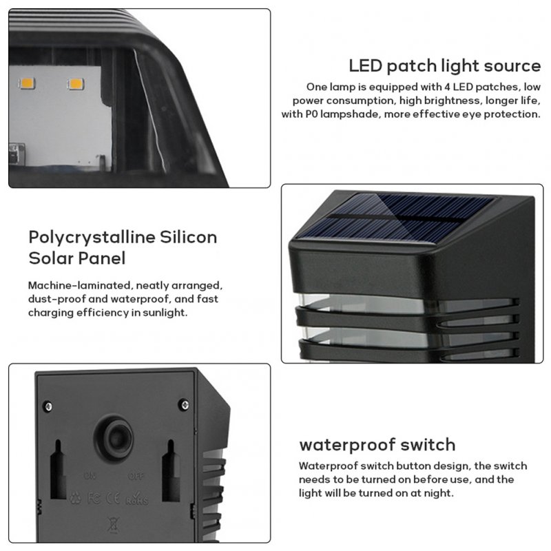 Solar Led Wall Lamp Dual Mode Automatic On/off Outdoor Waterproof Decorative Garden Lights