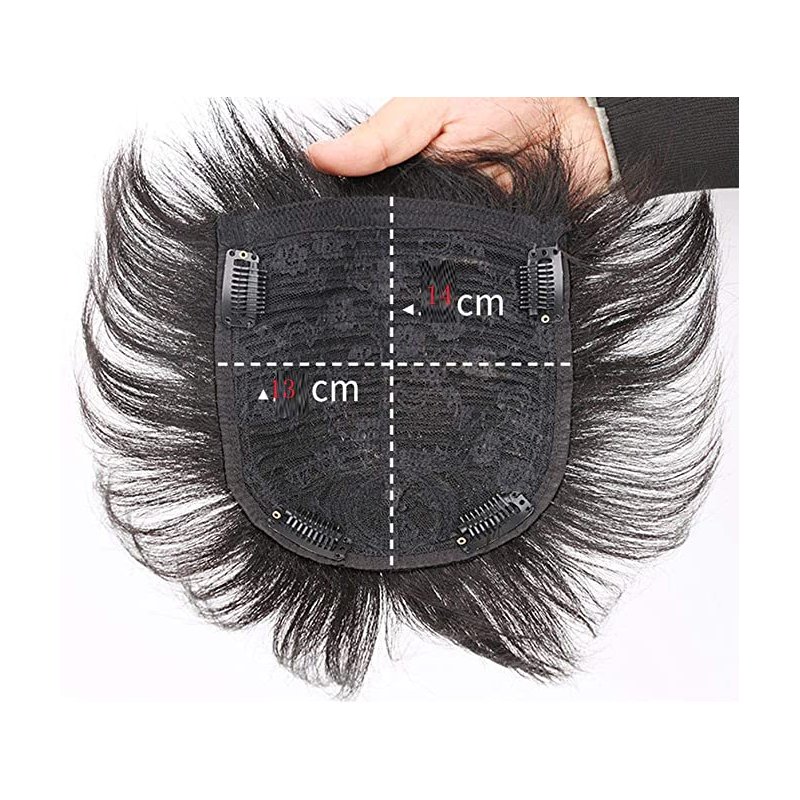 Human Wig Hair Topper Toupee Clip Hairpiece Lace Top Wig for Men Natural black_16x18