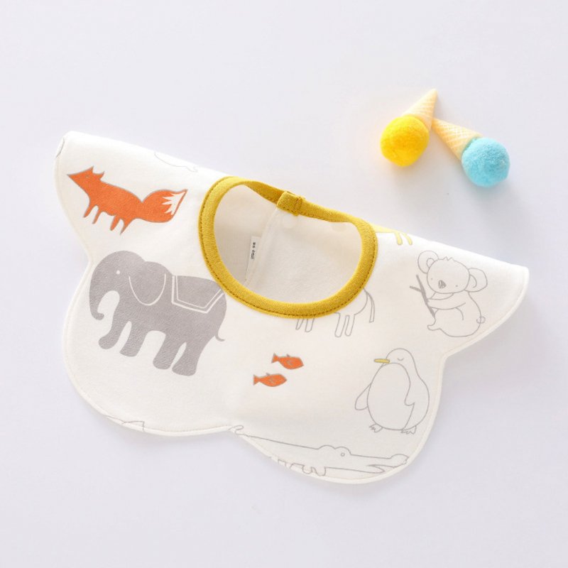 Baby Bibs Double Layer Cotton Waterproof Saliva Towel Cartoon Animal Printing 360 Degrees Rotating Bib giraffe elephant