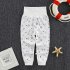 Baby Boys Girls Cotton Pants Cartoon Printing High Waist Belly Protecting Trousers For 1 3 Years Old Kids gray bear 6 12months M