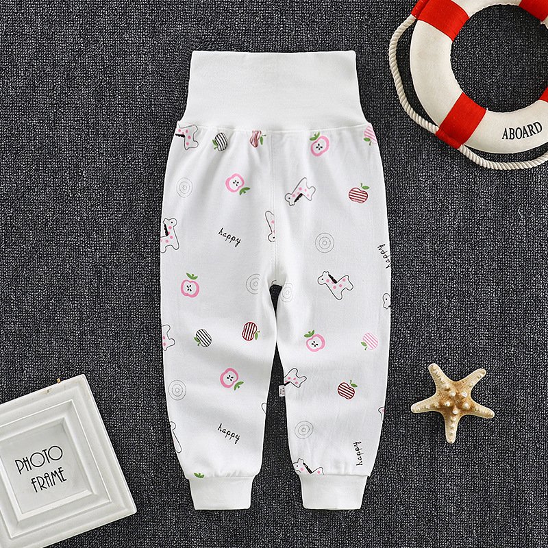 Baby Boys Girls Cotton Pants Cartoon Printing High Waist Belly Protecting Trousers For 1-3 Years Old Kids red horse 6-12months M