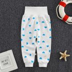 Baby Boys Girls Cotton Pants Cartoon Printing High Waist Belly Protecting Trousers For 1-3 Years Old Kids blue heart-shape 6-12months M