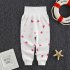 Baby Boys Girls Cotton Pants Cartoon Printing High Waist Belly Protecting Trousers For 1 3 Years Old Kids blue heart shape 24 36months 2XL