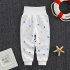 Baby Boys Girls Cotton Pants Cartoon Printing High Waist Belly Protecting Trousers For 1 3 Years Old Kids gray bear 3 6months S