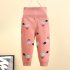 Baby Boys Girls Cotton Pants Cartoon Printing High Waist Belly Protecting Trousers For 1 3 Years Old Kids blue heart shape 3 6months S