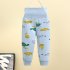 Baby Boys Girls Cotton Pants Cartoon Printing High Waist Belly Protecting Trousers For 1 3 Years Old Kids blue heart shape 3 6months S