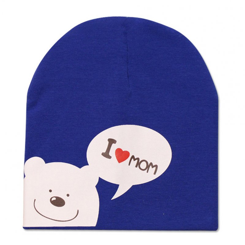 Baby Cotton Hat I LOVE PAPA MAMA Print Cap Spring Autumn Winter Knitted Warm Head Cover For Girl Boy Baby Toddler Kids  Blue+mom_0-24M (6 months - 2 years old)