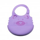 Baby Cute Cartoon Printing Waterproof Silicone Bib Rice Pocket  purple