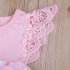 Baby Girl Fashion Lace Stitching Pink Flower Printing Skirt Soft Cotton Princess Dress Pink 80    3 6 months 