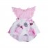 Baby Girl Fashion Lace Stitching Pink Flower Printing Skirt Soft Cotton Princess Dress Pink 80    3 6 months 