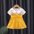 Baby Girl Floral Princess Dresses Short Sleeve Birthday Wedding Party Clothes Suitable For 1-3 Children yellow 24-28M 90