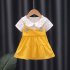 Baby Girl Floral Princess Dresses Short Sleeve Birthday Wedding Party Clothes Suitable For 1 3 Children yellow 28 32M 100