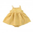 Baby Girl Sling Dress Stylish Plaid Sleeveless Pullover Cotton Dress For 0-3 Years Old Kids yellow plaid 0-3M 59