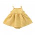 Baby Girl Sling Dress Stylish Plaid Sleeveless Pullover Cotton Dress For 0 3 Years Old Kids yellow plaid 24 36M 90