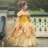 Baby Girl Stylish Pretty Tutu Princess Dress Halloween Christmas Performance Dress with Gloves yellow 140cm