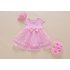 Baby Girls Infant Lace Party Wedding Dress Gown with Headband and Shoes Set