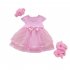 Baby Girls Infant Lace Party Wedding Dress Gown with Headband and Shoes Set