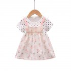 Baby Girls Short Sleeves Dress Summer Sweet Polka Dot Floral Printing Cotton Dress For 1-3 Years Old Kids pink 12-18M 80