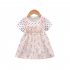 Baby Girls Short Sleeves Dress Summer Sweet Polka Dot Floral Printing Cotton Dress For 1 3 Years Old Kids yellow 30 36M 110