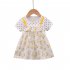 Baby Girls Short Sleeves Dress Summer Sweet Polka Dot Floral Printing Cotton Dress For 1 3 Years Old Kids yellow 30 36M 110