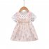 Baby Girls Short Sleeves Dress Summer Sweet Polka Dot Floral Printing Cotton Dress For 1 3 Years Old Kids yellow 30 36M 110