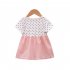 Baby Girls Summer Dress Polka Dot Print Round Neck Short Sleeve Princess Dresses Fake Two Pieces yellow 24 30M 100