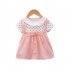 Baby Girls Summer Dress Polka Dot Print Round Neck Short Sleeve Princess Dresses Fake Two Pieces yellow 24 30M 100