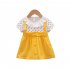 Baby Girls Summer Dress Polka Dot Print Round Neck Short Sleeve Princess Dresses Fake Two Pieces yellow 24 30M 100