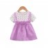 Baby Girls Summer Dress Polka Dot Print Round Neck Short Sleeve Princess Dresses Fake Two Pieces yellow 24 30M 100