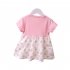 Baby Girls Summer Dress Polka Dot Print Round Neck Short Sleeve Bow Princess Dress Fake Two Pieces pink 30 36M 110