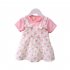 Baby Girls Summer Dress Polka Dot Print Round Neck Short Sleeve Bow Princess Dress Fake Two Pieces pink 30 36M 110