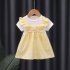 Baby Girls Summer Dress Short Sleeve Round Neck Princess Dresses Summer Clothes Outfit For Toddler Girls yellow 24 30M 100