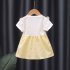 Baby Girls Summer Dress Short Sleeve Round Neck Princess Dresses Summer Clothes Outfit For Toddler Girls yellow 24 30M 100