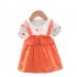 Baby Girls Summer Princess Dress Polka Dot Print Short Sleeve Round Neck Dress Summer Clothes Outfit orange 24 30M XL