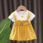 Baby Girls Summer Princess Dress Polka Dot Print Short Sleeve Round Neck Dress Summer Clothes Outfit yellow 30-36M XXL