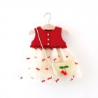 Baby Girls Summer Sleeveless Dress Cute Lace Princess Sundress Casual Cotton Skirt For 1-3 Years Old Girls wine red HEIGHT:90CM
