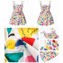 Baby Girls Summer Sling Dress Sleeveless Spaghetti Straps Mini Dress Sundress Children Clothing For 1 8 Years fruit flower 4 5Y 110