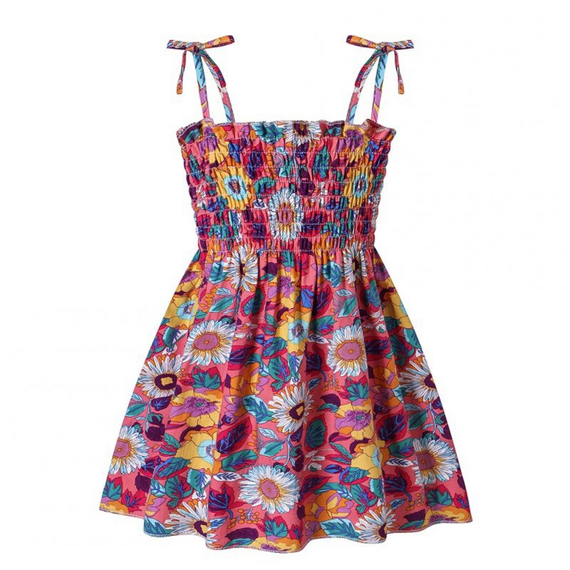 Baby Girls Summer Sling Dress Sleeveless Spaghetti Straps Mini Dress Sundress Children Clothing For 1-8 Years aster flower 6-7Y 120