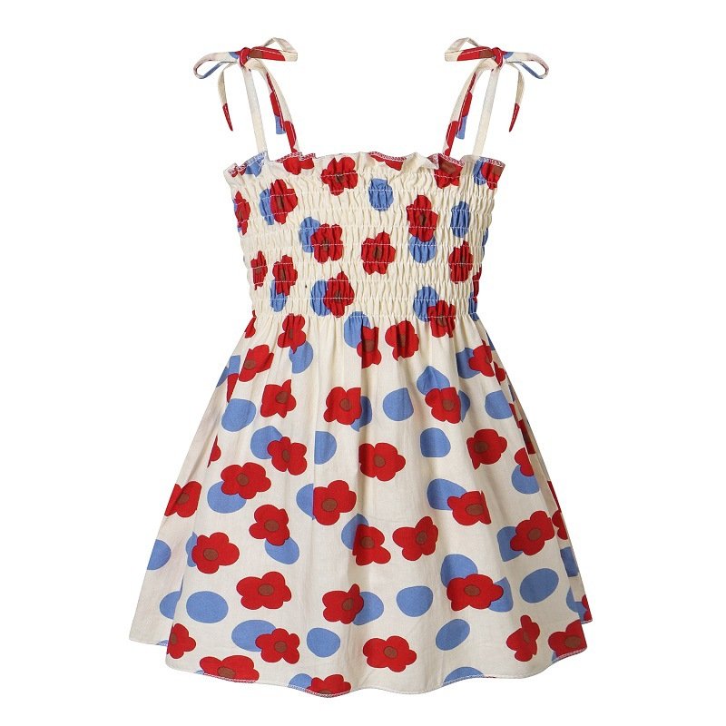 Baby Girls Summer Sling Dress Sleeveless Spaghetti Straps Mini Dress Sundress Children Clothing For 1-8 Years cotton rose 2 1-2Y 90