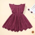 Baby Girls Sundress Newborn Summer Casual Sleeveless Solid Color Princess Dress For 0-4 Years Old Children wine red 18-24M 18M