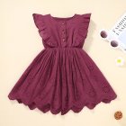 Baby Girls Sundress Newborn Summer Casual Sleeveless Solid Color Princess Dress For 0-4 Years Old Children wine red 2-3Y 24M