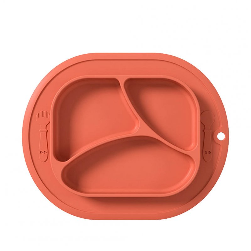 Baby  Grid  Suction  Cup Silicone One-piece Food Training Bowl Drop-proof Nutrition Children Tableware red