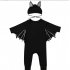 Baby Infant Bat Shape Cartoon Romper   Cap Set Halloween Costume black 80cm
