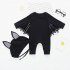 Baby Infant Bat Shape Cartoon Romper   Cap Set Halloween Costume black 100cm