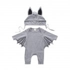 Baby Infant Bat Shape Cartoon Romper   Cap Set Halloween Costume gray 70cm